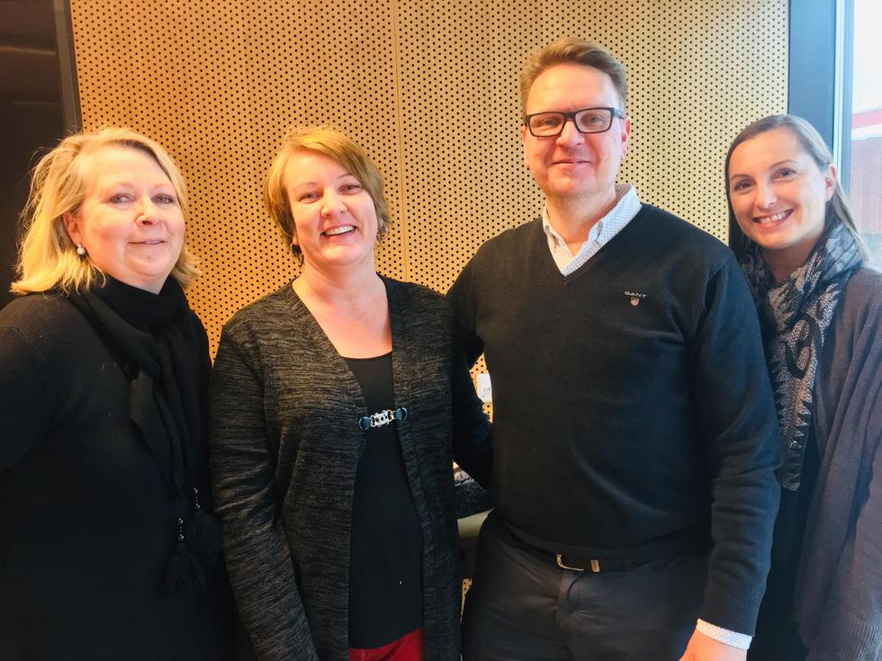 Vas. Tiina Myllyniemi, Petra Paldanius, Janne Laitinen ja Taru Erviö