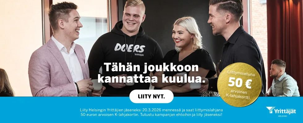 Helsingin Yrittäjien liittymiskampanja 2026.