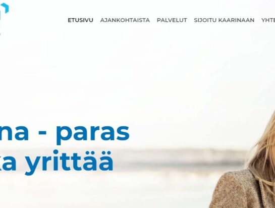Kaarinan Kehityksen verkkosivujen etusivu.