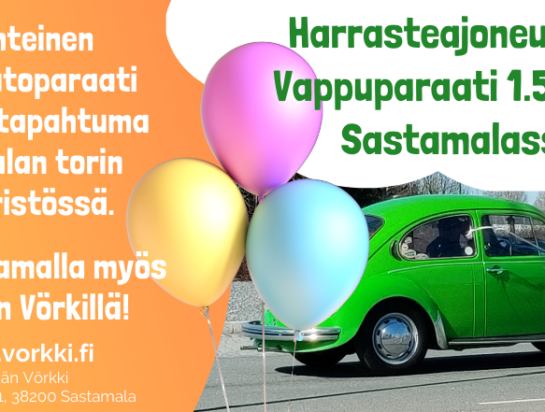 Harrasteajoneuvojen suuri vappuparaati Sastamalassa vapunpäivänä