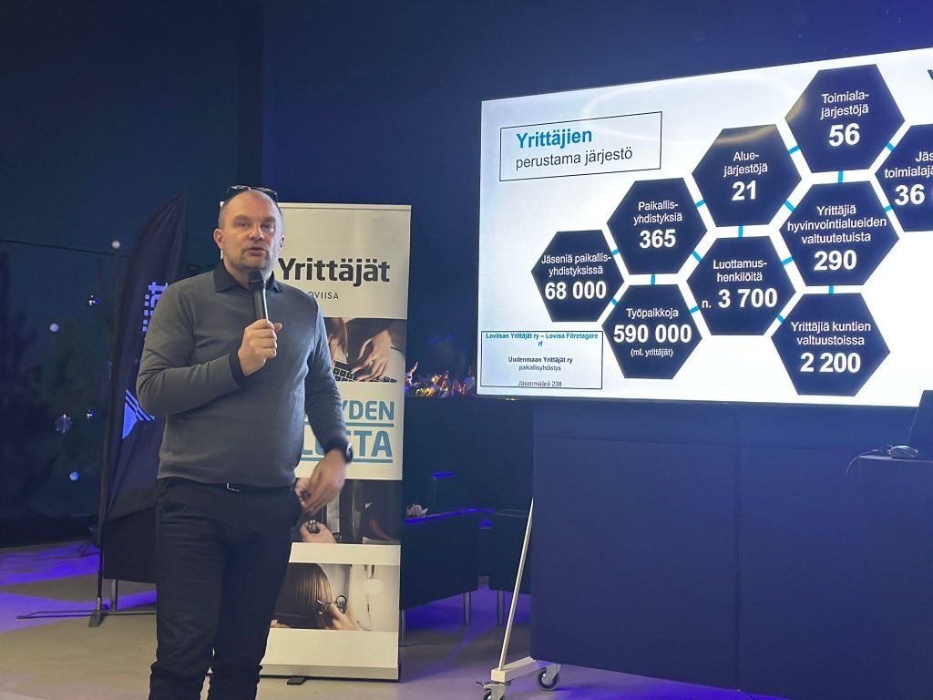 Puheenjohtaja Andreas Ögård kertoi yrittäjäfaktoja