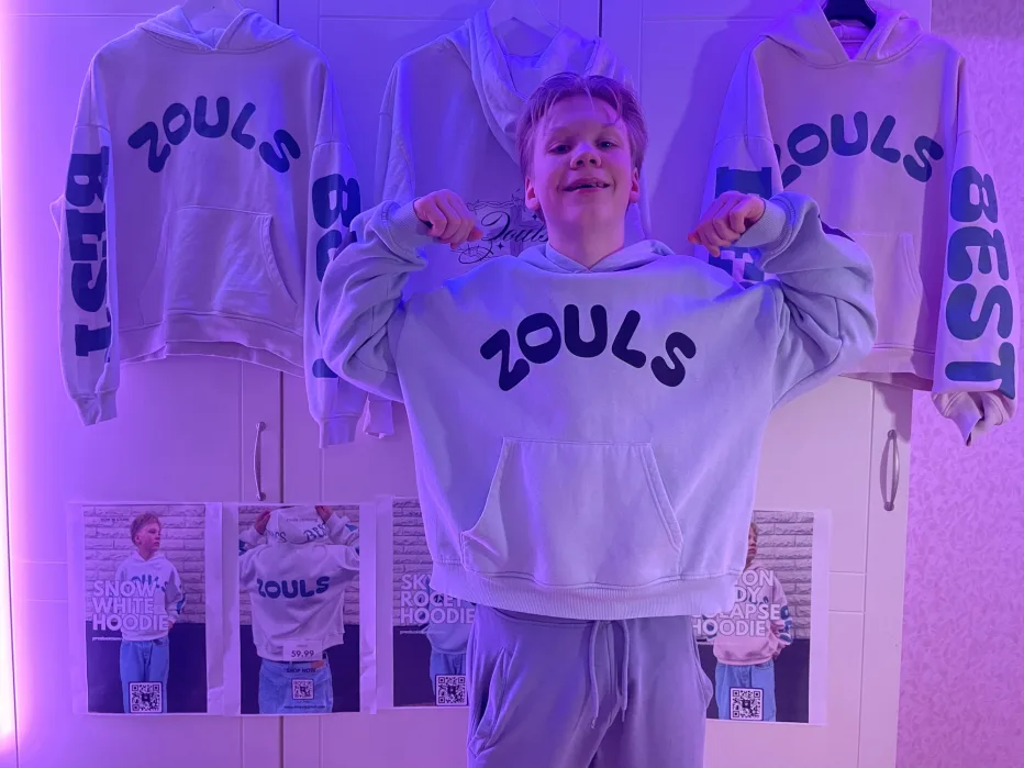 Emil Riikonen, 13, suunnitteli oman vaatemerkin