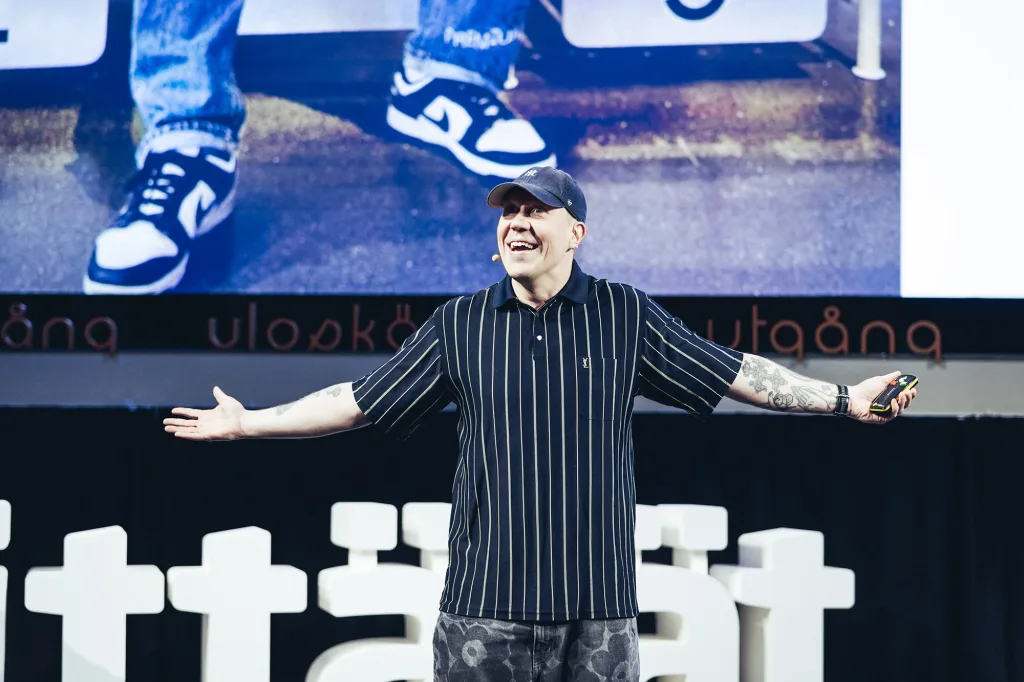 Johannes "Hatsolo" Hattunen Yritystä Stadiin -tapahtumassa 2026.