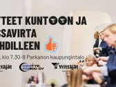 Katteet kuntoon ja kassavirta kohdilleen -tapahtuman kansikuva, jossa kerrotaan aamutilaisuudesta Parkanon kaupungintalolla 11.6. klo 7.30–9 yrittäjille.
