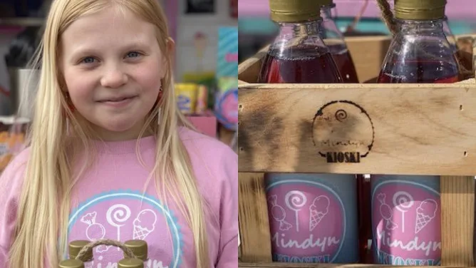 Mindy Hautala, 12, pyörittää omaa kioskia Kauhavalla