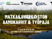 matkailuverkoston aamukahvit ja työpaja-tapahtuman kuvituskuva suomaisemasta