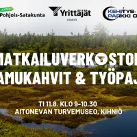 matkailuverkoston aamukahvit ja työpaja-tapahtuman kuvituskuva suomaisemasta