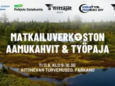 matkailuverkoston aamukahvit ja työpaja-tapahtuman kuvituskuva suomaisemasta