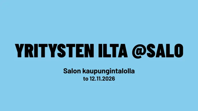 Yritysten ilta Salon kaupungintalolla torstaina 12.11.2026.