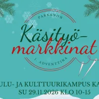 Parkanon käsityömarkkinoiden logo, tapahtuma kaarnassa 1. adventtina 2026