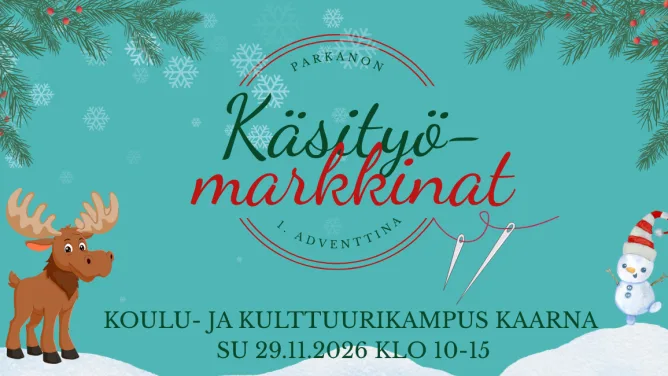 Parkanon käsityömarkkinoiden logo, tapahtuma kaarnassa 1. adventtina 2026