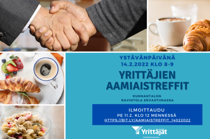 Yrittäjien aamiaistreffit ma 14.2. klo 8-9