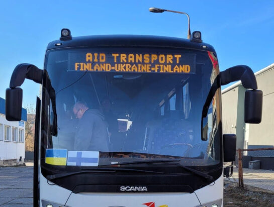 Bussikuljetus Suomesta Ukrainaan.