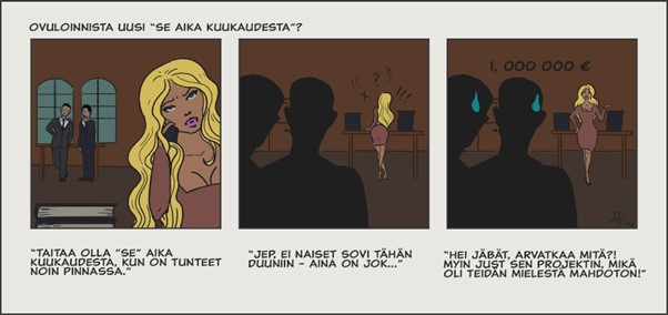 Helsingin Yrittäjien nuoret yrittäjät sarjakuva.