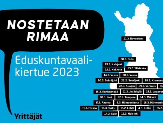 Nostetaan rimaa -vaalitapahtumakartta, jossa tapahtumia on ympäri Suomen.