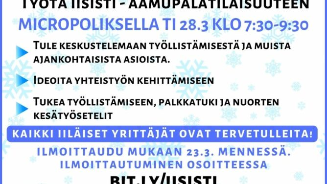 Kutsu Työtä Iisisti -aamupalatilaisuuteen