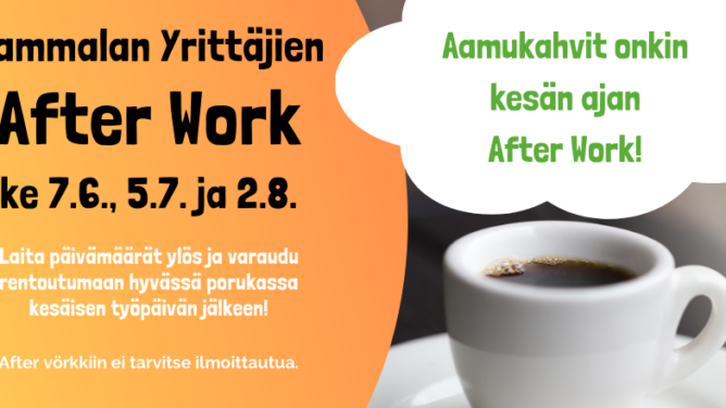 Vammalan Yrittäjien After Work kesä-, heinä- ja elokuussa Sastamalassa
