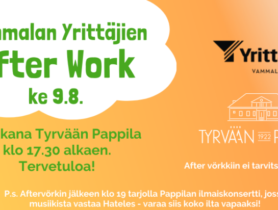 Vammalan Yrittäjien after work Tyrvään Pappilassa 9.8.2023